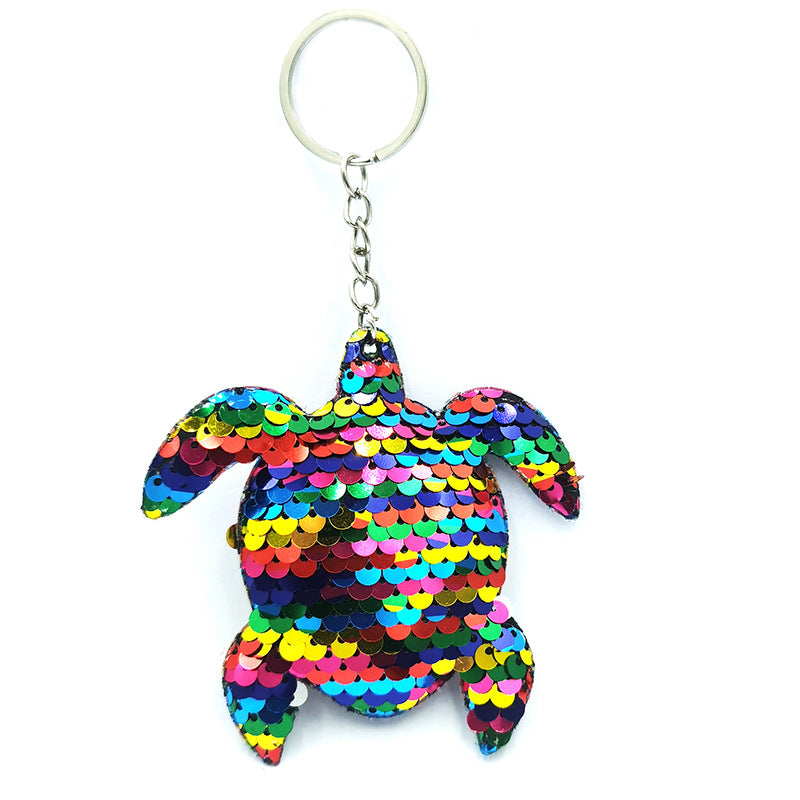 Wholesale Reflective Bright Surface Animal Plant PET Glitter Fashion Bag DIY Keychains